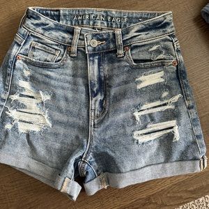 High waisted stretch jean shorts